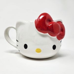 Cute Hello Kitty Shaped Coffee Mug with Big Red Bow